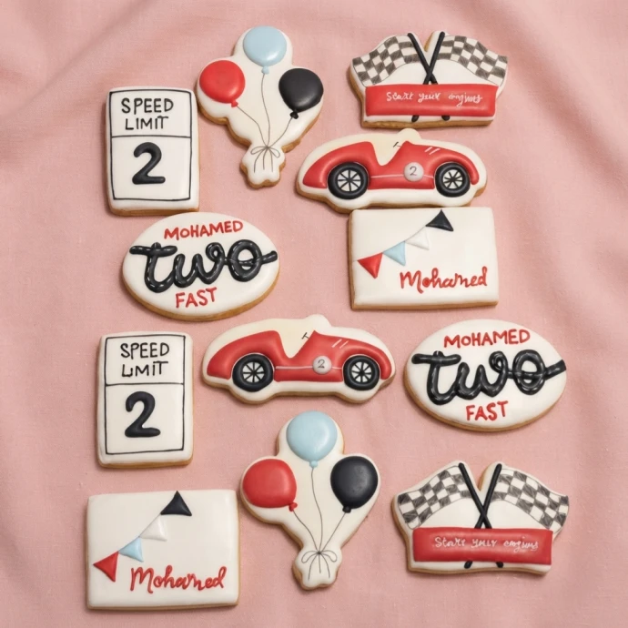 Two Fast birthday cookie